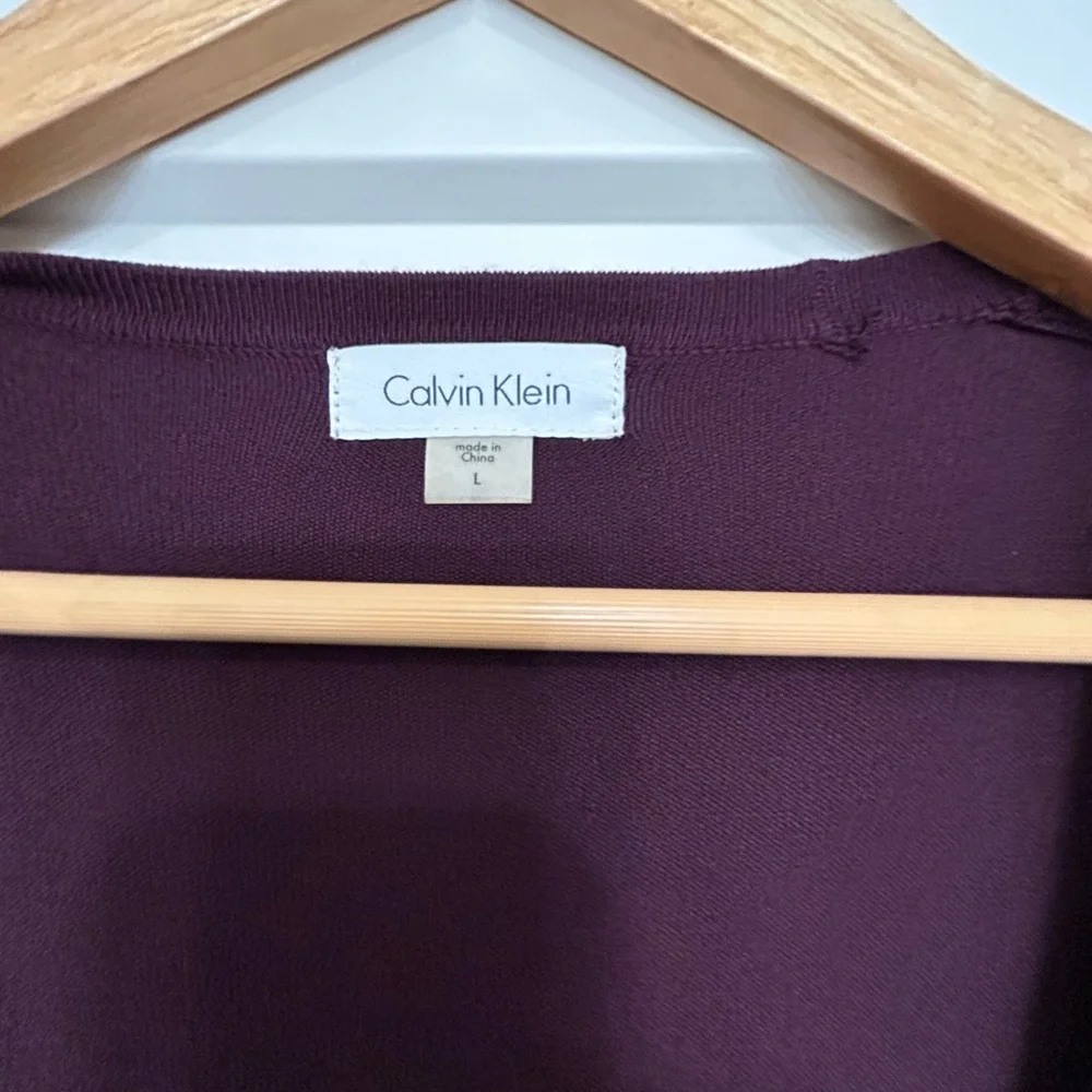Calvin Klein women’s dress cranberry color size L with stretch midi length NWT - Picture 2 of 7